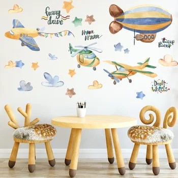 Desene animate pentru Copii Aeronava Autocolante de Perete pentru Camera Copii Pepinieră de Vinil Dormitor Decalcomanii de Arta picturi Murale Afiș DIY Acasă Deoration