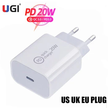 UGI 20W PD QC 4.0 3.0 USB Încărcător Rapid Tip C cu Încărcare Rapidă NE-a UNIT UE Plug Adaptor Pentru iPhone 12 Samsung Oneplus HTC Xiaomi USB C