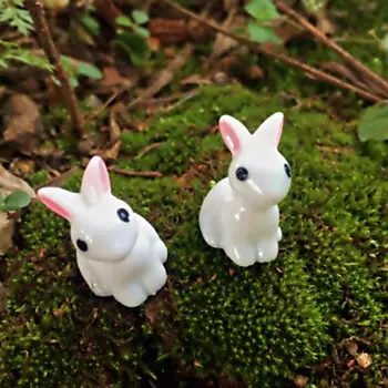 Mini Rabbit Ornament de Gradina Simpatice Figurine in Miniatura Ghiveci Zână Rășină Sintetică Mână-pictat Mini Zâna Animalelor Figurina Modul