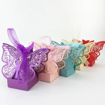 3D Gol Fluture Bomboane Sac de Box Cu Panglică Pentru DIY Petrecere Copil de Dus de Hârtie Cutii de Ciocolata Pachetul de Nunta Favoarea Cutii de Cadouri