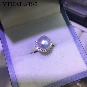 YIKALAISI 925 de Bijuterii de Argint Aplatizată Perla Inele 2020 Naturale Fine bijuterii Perla 9-10mm Inele Pentru Femei en-gros