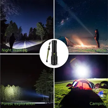Cel mai puternic led lanterna Lanterna lanterna usb xhp50 reîncărcabilă lanterne tactice 5 Moduri de Zoom pentru Camping în aer liber