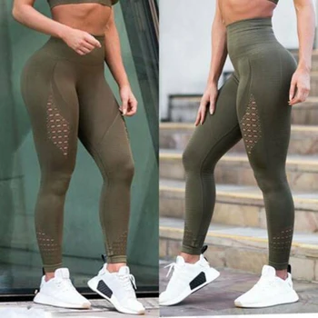 Femei fără Sudură Pantaloni de Yoga Plasă de Talie Mare Jambiere Puternic de Fitness Sport Antrenament Dresuri Sexy Rulează Pantaloni de Formare