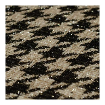 Alb Waxberry Franța Fil-Lumiere Houndstooth Tweed Îmbrăcăminte Materiale Jacheta De Toamna De Cusut Pânză Croitor ping