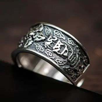 Japoneză și coreeană designeri mână-sculptate Thai argint inel deschis unic măiestrie boem farmec bijuterii pentru femei
