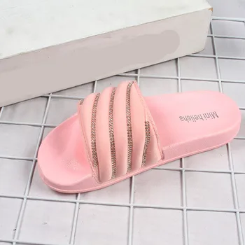 Pantofi Femei 2021 Papuci de casă Plat Pantofle Sclipici Slide-uri Noi Jeleu Tesatura de Bumbac PU PVC Bază de Cristal Sclipici Tobogane de Pantofi Femei