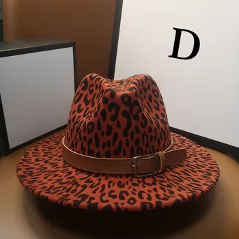 HT274 pălării fedora pentru femei de moda Plat Margine largă Panama Simțit Jazz Pălării Fedora pentru bărbați Leopard goth nunta de top Hat