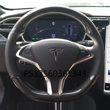 Pentru Tesla model S model X Model 3 cusute de mână din piele flip-cu blană capac volan speciale