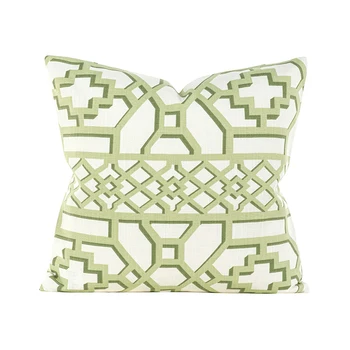 DUNXDECO față de Pernă Perna Decorativa Caz de Epocă Stil Țară Verde Simplu de Imprimare Geometrice Canapea Scaun Coussin