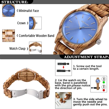 Personalizabil Mens Ceasuri Cuarț de Brand de Top de Lux din Lemn Elegant Ceasuri Ceas Militar din Lemn Cadou Ceas de mână de sex Masculin pentru Fiul