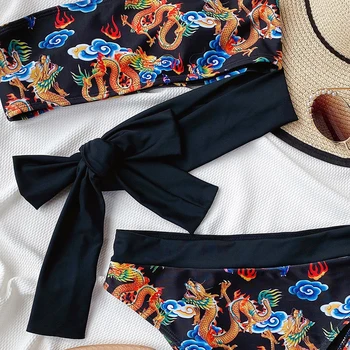 Chisalis Talie Mare De Imprimare Bandaj Ștreangul De Plaja Pentru Femei Costum De Baie Brazilian Costum De Baie 2020 Nou De Baie Bikini Set De Lenjerie