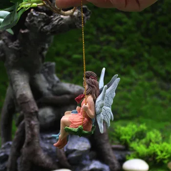 Cuplu Romantic Figurine De Rasina Leagăn De Flori Fairy Creative Grădină Micro Peisaj Pandantiv Mini Accesorii De Gradina Decor Acasă
