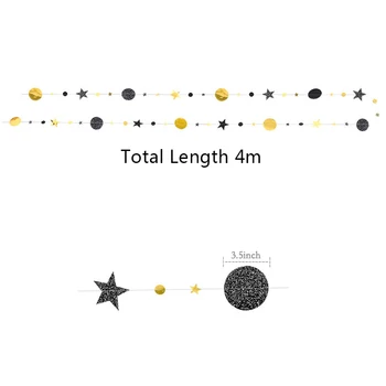 4M Sclipici Hârtie Aur Negru Twinkle Little Star Cerc Petrecere Ghirlande Streamer Banner pentru Absolvire Copil de Dus Decoratiuni