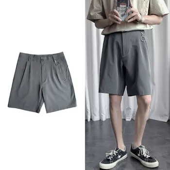 2021 Vara Casual Culoare Solidă Pantaloni Scurți, Cu Un Lanț De Bărbați Pantaloni Scurți De Marfă Supradimensionate Plaja Cargo Pantaloni Scurți Bărbați Streetwear