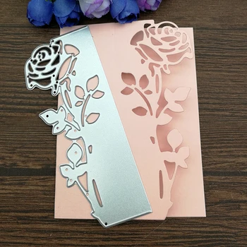 Frumos Trandafir, Frunze de frontieră Tăiere de Metal Moare Șabloane Muri Tăiate pentru DIY Scrapbooking Album Hârtie Carte de Relief