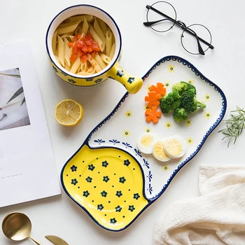 Japoneze Creative o persoană Antena Tacamuri set ceramica tava dreptunghiulara cu manere ocupe de fulgi de ovăz Salata castron mic dejun Plat