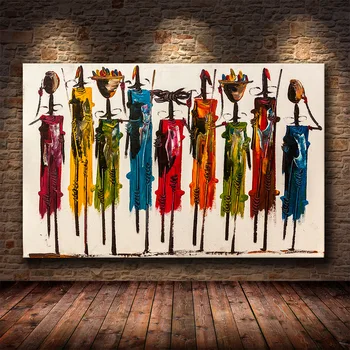 Arta modernă Abstracte Colorate Africa de Femeie Poze Panza Pictura Arta de Perete pentru Camera de zi Decor Acasă