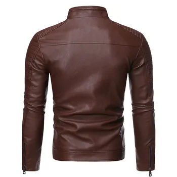 Jachete de iarnă pentru Bărbați Casual, de Înaltă Calitate de Moda Guler de Stand Motocicleta Geacă de Piele Haina Мужская Куртка