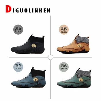 2021 nou Glezna cizme rotund toe dantela-up primavara toamna barbati pantofi casual pantofi de înaltă calitate de moda casual barbati din piele pantofi
