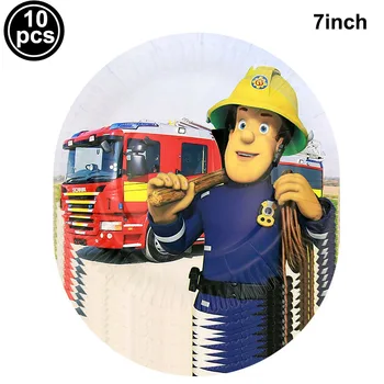 Pompierul Sam Petrecere Veselă De Unică Folosință Set Farfurii De Hârtie Cupe Camion Foc Petrecerea De Ziua Decor Favoruri Copil De Dus Provizii