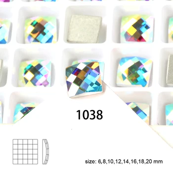 Pătrat Cristal 6mm 8mm 10mm 12mm 3D Modele de Unghii de Sticlă Decoratiuni Strasuri Pentru Unghii DIY cu fund plat Pietre Decoratiuni