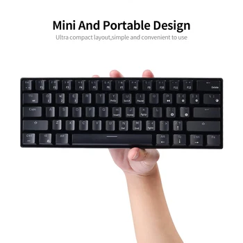 RK61 BT&cu Fir Dual Mode Tastatura Cu 19 de tipuri de efecte de iluminare din spate cu 61 de Taste Mini Tastatură Mecanică de Gaming pentru PC/Tableta/Gamer