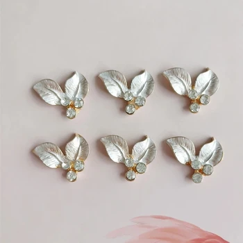 10 Buc/lot Frunze de Cristal Aliaj Craft Supplies Stras Argint Butonul Flatback pentru Păr DIY Bijuterii de Mireasă Accesoriu Decoruri