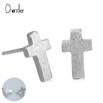 Chandler Simplu Mici Isus Cruce Cercei Religie Crucifix Goemetric Periat Mat Post Brincos Femei pendientes Amuleta Bijuterii