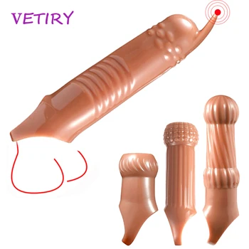 VETIRY Penis Extender Maneca Jucarii Sexuale Pentru Barbati Reutilizabile Prezervativ Inele pentru Penis Ejaculare Întârziată Adult Produse de Marirea Penisului