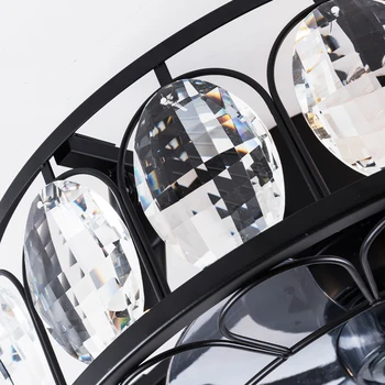 Fier celing fan lumina lămpii Rotative cristal AC 220V control de la Distanță negru, 48cm fanii lumini pentru casa de moda decorative Dormitor