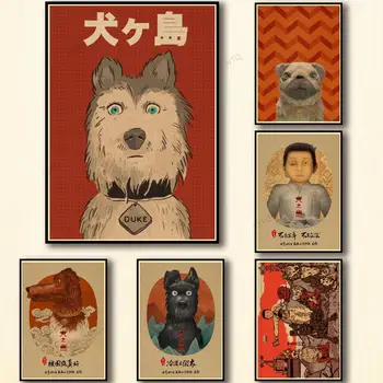 WTQ Retro Poster Wes Anderson, Filmul Insula Câinilor Panza Pictura Decor de Perete Anime Postere de Arta de Perete Poza Cameră Decor Decor Acasă