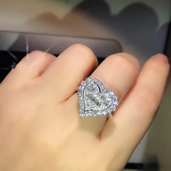 NPKDS Elegant, la Modă de Lux Incrustate cu Cristale de Zircon Inimă de Piatră Inel pentru Femei Bling Petrecere Inel de Logodna Nunta
