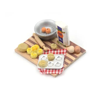 1:12 Păpuși ouă Alimentare Bucatarie in Miniatura Lapte Pâine Pe Bord Mini Mobilier Model de Patiserie Stația de Jucărie Decor