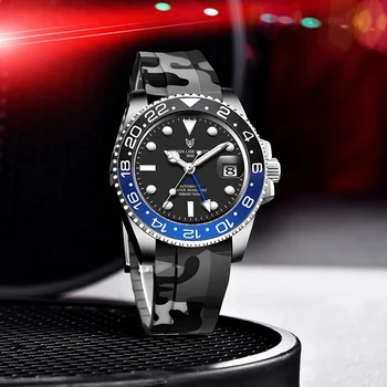 LIGE DESIGN 2021 Bărbați de Lux Mecanice Ceas Silicon GMT Ceas Brand de Top de Sticlă de Înaltă Calitate Bărbați Ceasuri Reloj Hombre+Cutie