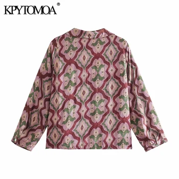 KPYTOMOA Femei 2021 Moda Tipărite Confortabil Bluze Vintage cu Maneci Lungi Buton-up Feminin Tricouri Topuri Chic
