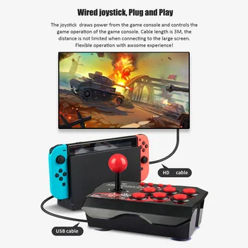 4-in-1 USB Cablu Joystick Joc Arcade Retro Stația Turbo Consolă de Jocuri Rocker Lupta Controller pentru PS3/Switch/PC/Android TV