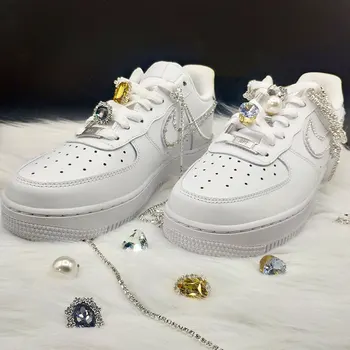 Pantofi Bijuterii Stras Cristal de Diamant Hohot Topaz Gem de Pantofi Decoratiuni AF1 Adidasi Accesorii Decorative, Bijuterii Farmec pentru Femei