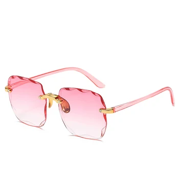 Mare Chenar Pătrat Gri Ceai ochelari de Soare Femei Supradimensionat fără ramă Tunderea Ochelari de Soare Barbati Modelul Street Fashion Show UV400 Ochelari