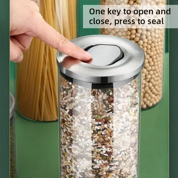 AIRBELL Bucătărie depozitare Alimente cutie organizator recipient de sticlă borcane Frigider cu capac Cereale distribuitor cabinet de orez cutii canistre