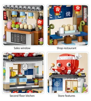 SEMBO Mini Blocuri Serie Oraș Japonez Street View Takoyaki Alimente Gheață Ras Magazin Cifre Blocuri Model de Jucării Pentru Copii