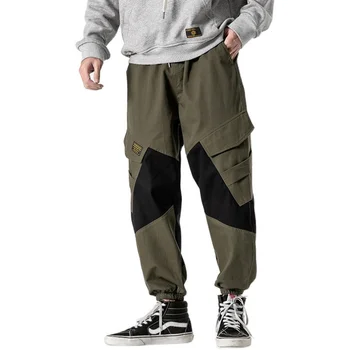 Nou Stil Japonez Casual, de Culoare Lambriuri Bărbați Jogger Pantaloni Harem Moda Bumbac Pantaloni Cargo de Mari Dimensiuni Streetwear