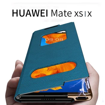 Pliere Telefon Suport din Piele PU Caz de Protecție Cadru Pentru Huawei Mate Xs X husa Flip Magnetic Cu Placare Caz