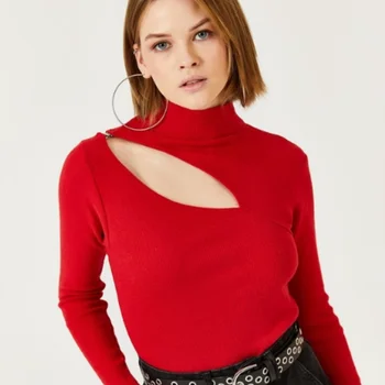 Femei Pulover Sexy Low-cut Roșu Guler Detașabil Guler Moale de Bumbac Speciale Moda Pulover Femei Bluza