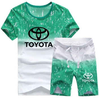 Barbati Casual Maneca Scurta Auto Toyota Logo-ul de Imprimare de Vară pentru Bărbați T-shirt Bumbac de înaltă calitate pentru Bărbați tricou + pantaloni scurți set de 2 piese