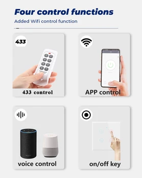 WIFI 433MHZ Smart Light Touch Comutator Lampă de Perete de Sticlă Panou Touch Comutator Alb de Control de la Distanță Sau Potrivit Pentru Amazon, Google Alexa