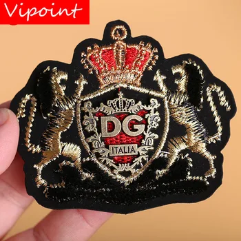 VIPOINT Periuta de dinti broderie metal patch scrisoare coroana lion patch-uri de aplicatii sacou haine insigne pentru haine X-58