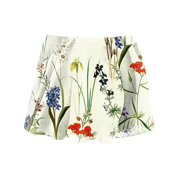 2 În 1 Print Floral Pantaloni Scurți De Moda Fuste Femei În Aer Liber De Vară Pantaloni Scurți Casual Cordon Culottes Design Sport Pantaloni Scurți Pentru Plus Dimensiune