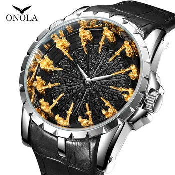 ONOLA brand unic cuarț ceas pentru bărbați 2021 lux rose gold ceas din piele de moda casual, rezistent la apa