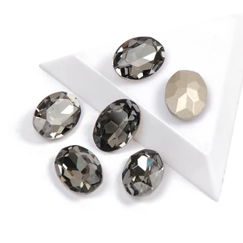 YANRUO 4120 Toate Dimensiunile Negru Diamant Oval Punct de Cusut Strasuri de Sticla Strass DIY Coase Pe Cristale Pentru Bijuterii