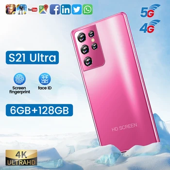 S21 Ultra 5.0 Inch Versiune Globală de Smartphone Full HD cu Ecran 6GB+128GB Android 16MP+32MP Camera 5000mAh Baterie Mare Telefon Mobil